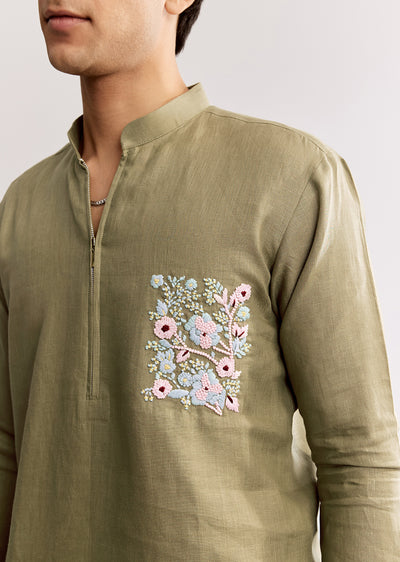 BeigeLinenKurtaSetWithEmbroidery-sg320017 4