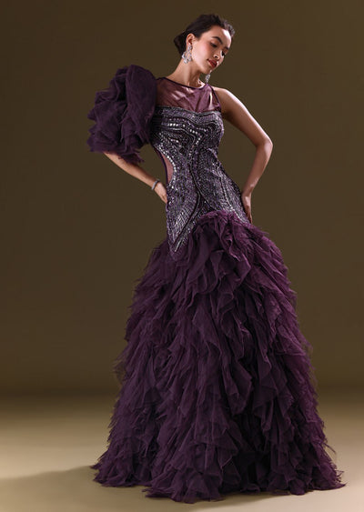 Deep Violet Fish Cute Asymmetric Gown-SG266308 5 1 cac93f46-7fd5-4c53-af6d-65a1c1f01519