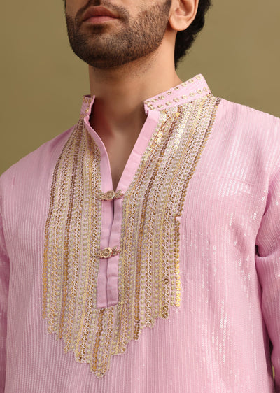 Pink Gold Sequin Work Kurta Pant Set-SG233660 5 5acb1d26-5759-48f0-96bd-76efaf01f52f