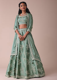 Pista Green Lehenga With Handwork Embroidery