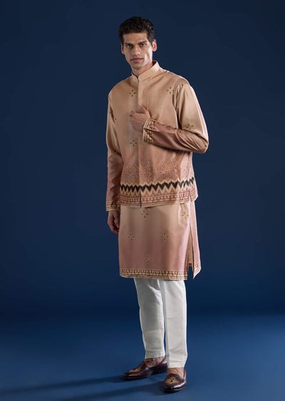 beige-geometric-print-velvet-jacket-and-ombre-kurta-set-sg332716-1 3