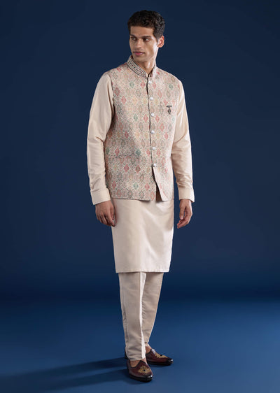 beige-jacquard-silk-embroidered-jacket-kurta-set-sg332900-1 1