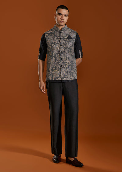 Black Kurta Jacket Set