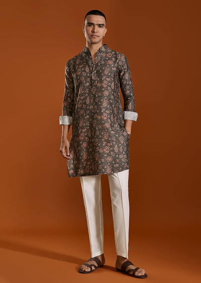 Black Printed Viscose Kurta