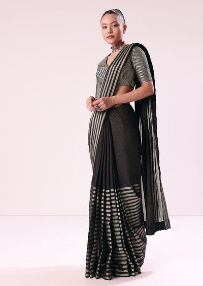 black and silver half striped chanderi saree and stitched-sg227707 20 ad88f936-1d91-4de4-bd7c-1392f52ad13f