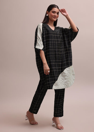 black and white checks colour block woven crepe-sg222320 13