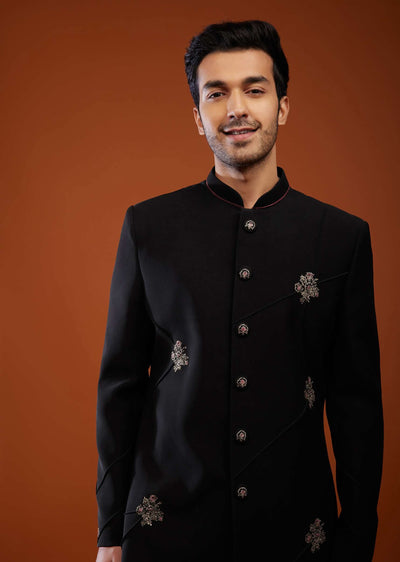 black embroidered sherwani set-sg129012 2