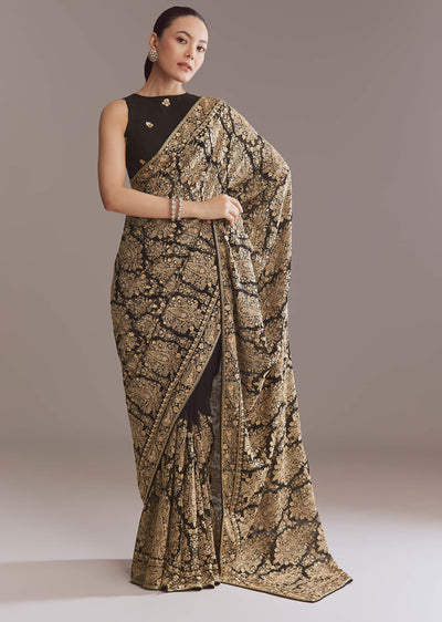 black georgette saree with kashmiri kashida-sg337724-9 9