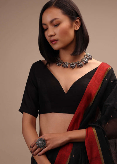 black half sleeves blouse-m001blonat13y-sg95288 2