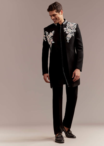 black indo western set for men with multicolour-sg356318-1 1