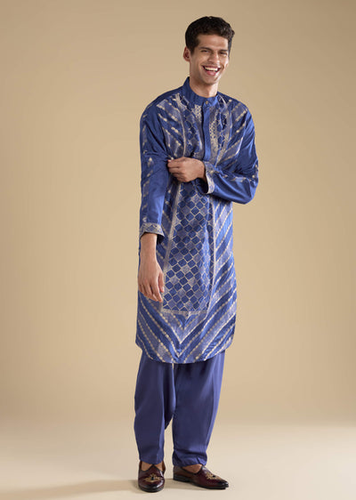 blue-handwoven-jacquard-silk-mens-kurta-and-pant-set-sg349525-1