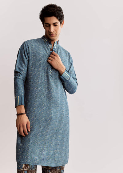 blue-linen-kurta-set-with-ajrakh-print-sg318199-1