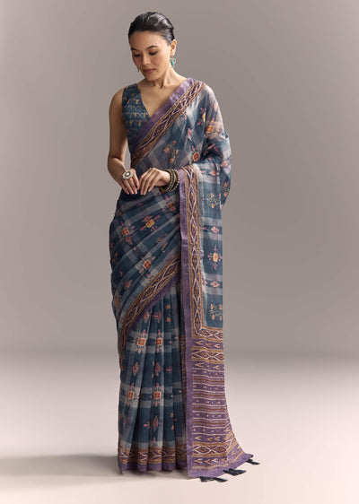 blue-linen-saree-with-hand-block-ajrakh-print-and-lavender-border-sg312211-1