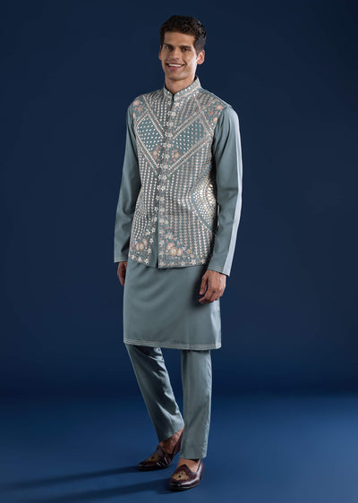 blue-rayon-jacket-kurta-set-with-gotta-patti-sg334331-1
