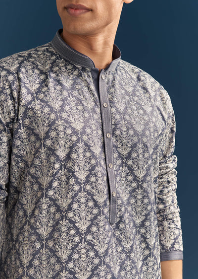 blue-silk-printed-kurta-set-for-men-with-thread-embroidery-sg329998-1