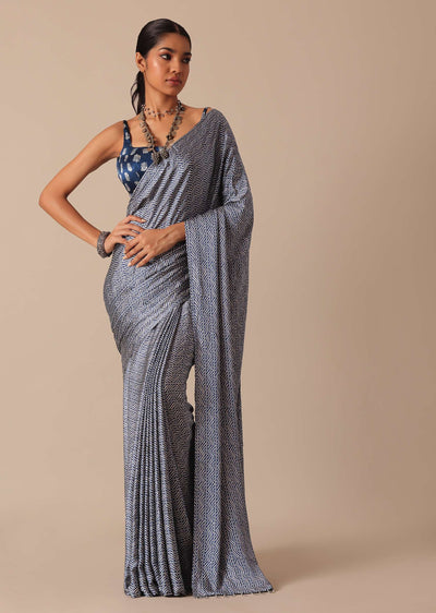 blue printed saree in satin-sg182603 7
