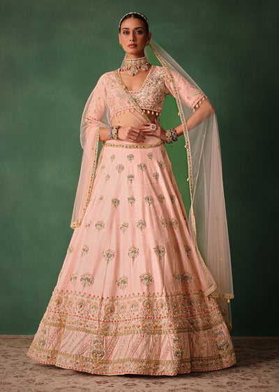blush pink raw silk zardosi embroidered bridal-sg262449 5