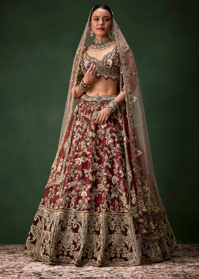 brown-bridal-cutdana-embellished-silk-lehenga-set-with-two-dupattas-sg362111-1