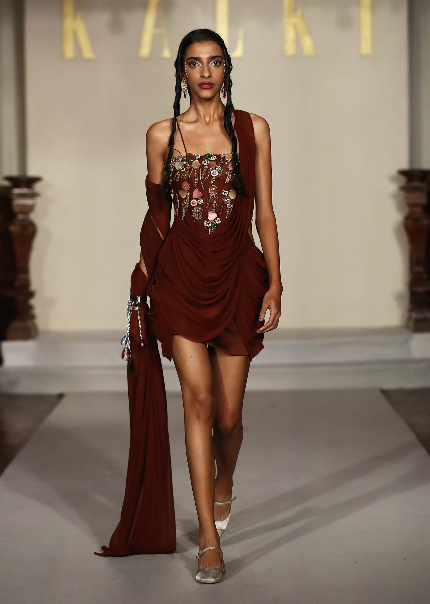 brown-satin-bridal-mini-dress-