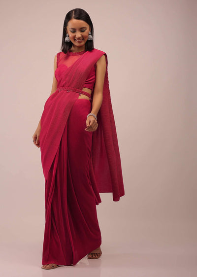 crimson red saree in crush with a crop top-m001m605y-sg96939 1