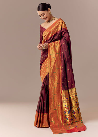 deep-maroon-paithani-saree-with-muniya-motif-border-sg121962-1 e32eb44c-45f5-4aff-a0b7-e98c8c577af3