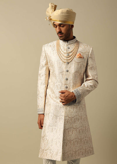 elegant beige silk sherwani set-sg195708 5