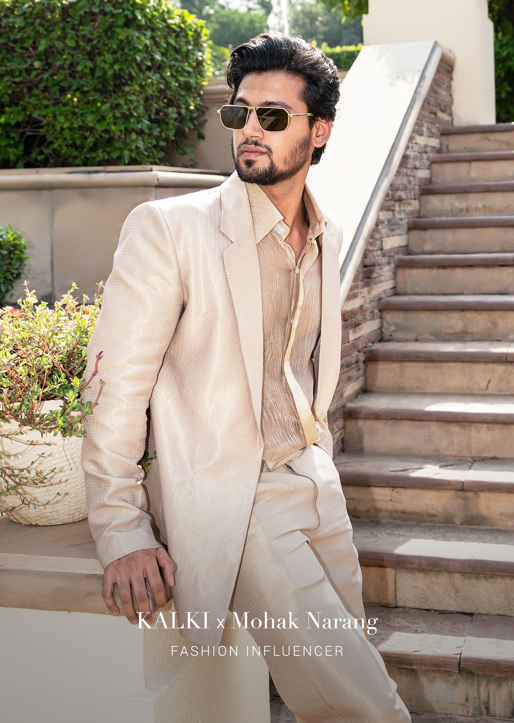 Gold Beige Brocade Tuxedo Suit| KALKI Fashion India Gold Beige Brocade Tuxedo Suit| KALKI Fashion India