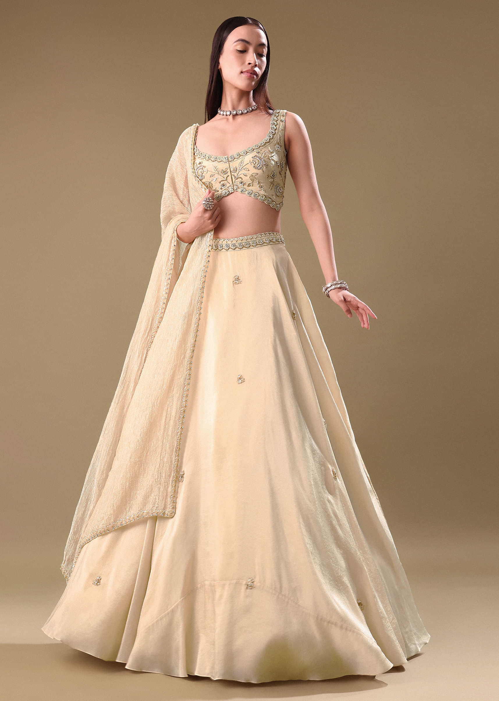 slim fit dress slacks Gold Tissue Lehenga Dress for Pakistani Bridal Wear  Nameera by Farooq