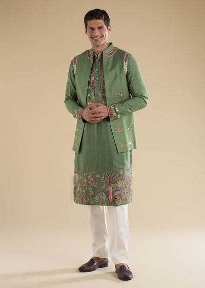 green-embroidered-kurta-jacket-set-sg328551-1 a237cfba-39df-45c4-be14-a91e91e6c86b