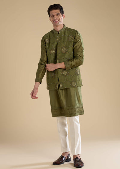 green-embroidered-mens-satin-jacket-kurta-and-pant-set-sg332356-1