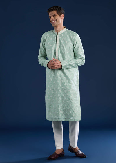 green-mens-jacquard-self-work-kurta-set-sg321404-1