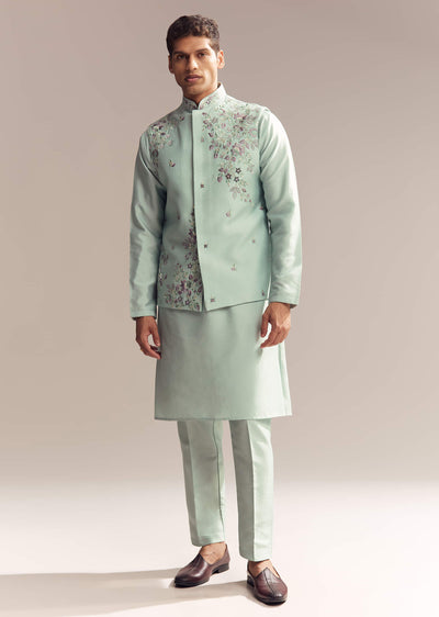green-silk-kurta-jacket-set-for-men-with-heavy-embroidery-sg330486-1
