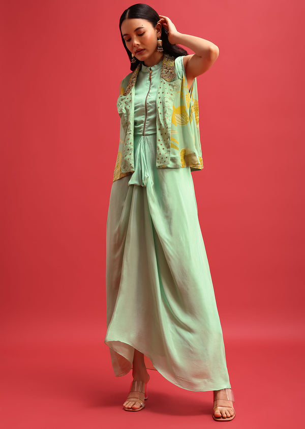 green gown with embroidered jacket-sg236424 4 70bc1d48-fc66-422d-a5c8-3df62e145b69