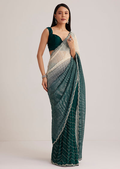 green ombre saree with sequins and scallop-sg279473 16