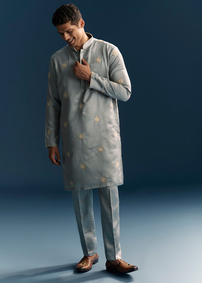 grey kurta set for men with golden thread sg321556 1 1