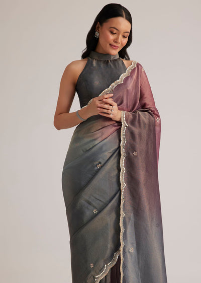 greyish purple ombre tissue saree with scallop border-sg284872 13