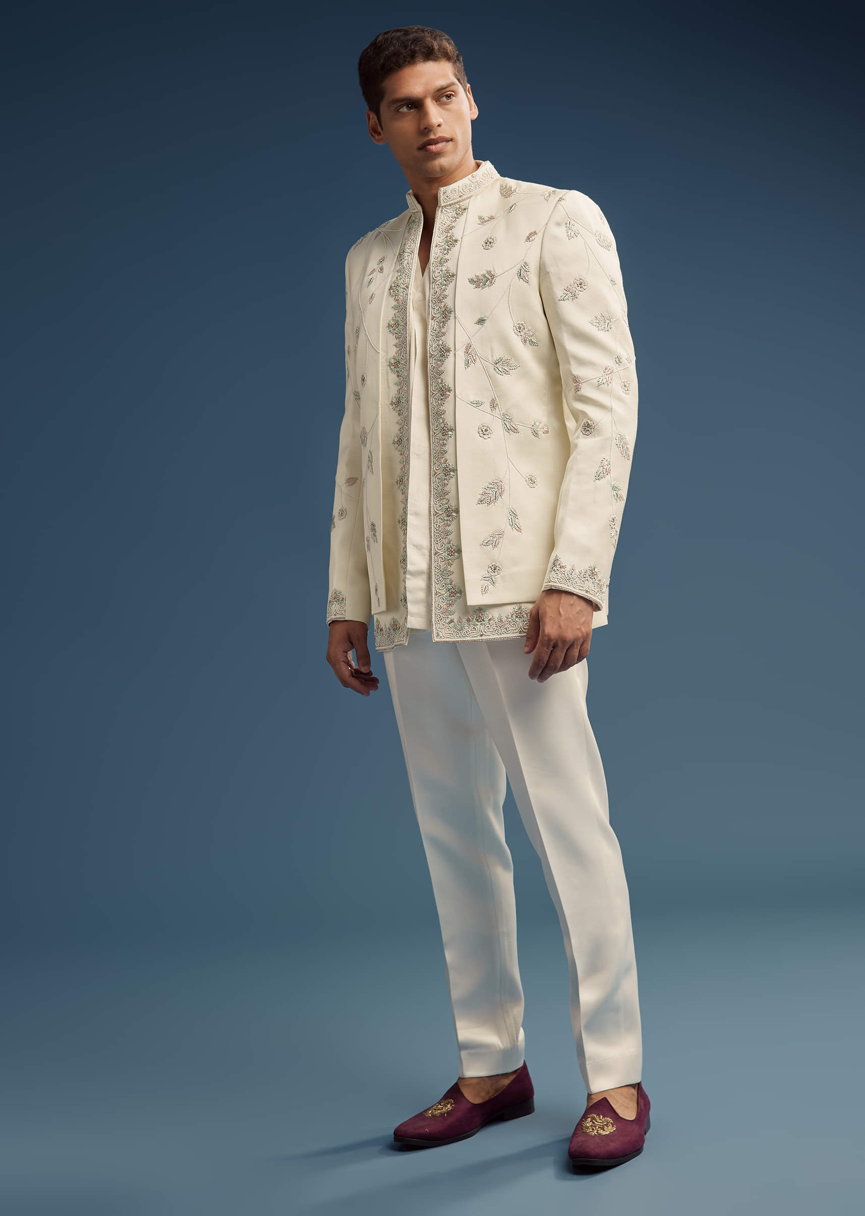 ivory color dress for men Buy Dola Silk Jodhpuri Suit With Zardosi Embroidery| KALKI Fashion India style:Vintage Inspired
