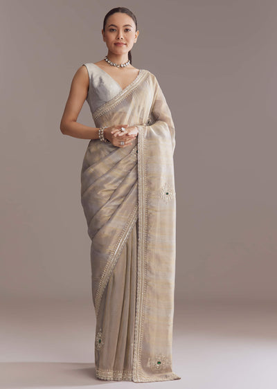lavender tissue saree with zardosi and emerald stone-sg319152-9 9