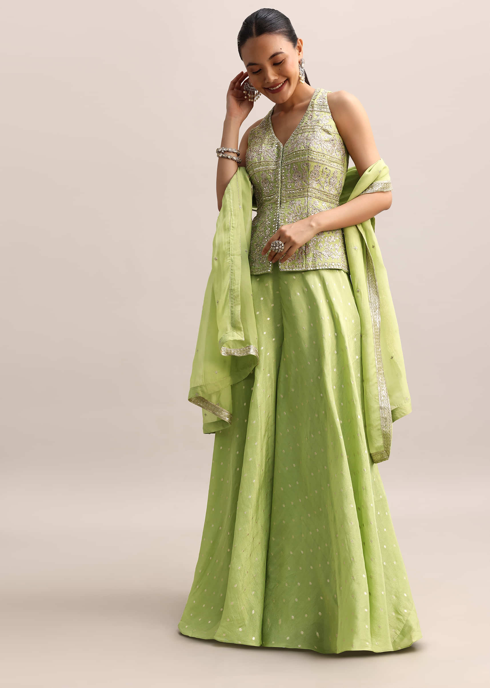 Buy Light Green Embroidered Kurta Palazzo Set | KALKI Fashion| KALKI Fashion India Buy Light Green Embroidered Kurta Palazzo Set | KALKI Fashion| KALKI Fashion India