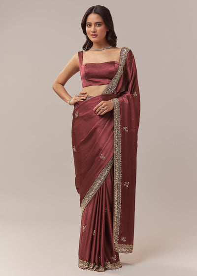 maroon-chinnon-saree-with-all-over-butti-and-heavy-embroidered-border-sg338764-1 03f47ad7-393b-43a1-bdb2-11b3fa8be16c