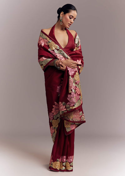 maroon-organza-silk-saree-with-floral-embroidery-and-cutwork-sg346401-1