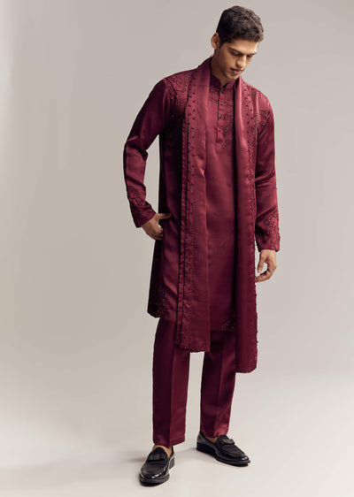 maroon-red-silk-hand-embroidered-kurta-set-for-men-sg321868-1 8