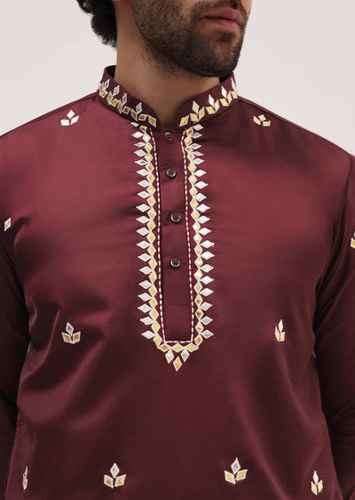 maroon kurta set with abla work for men-sg228894 4 520dc1ee-1fd5-4173-9ae2-9c78cf361c77