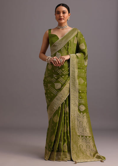 mehendi green zari woven satin silk saree and-sg264704 3