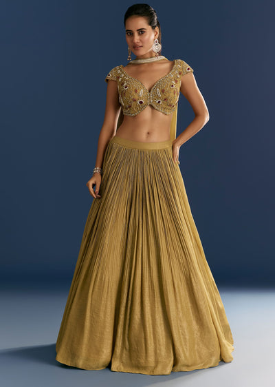 mustard-french-tissue-lehenga-with-embroidered-blouse-and-choker-dupatta-sg307266-1