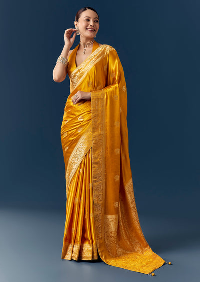 mustard-satin-silk-saree-with-bird-motif-zari-weave-sg350500-1 c1a1958a-6d9b-49ed-aaea-2b6a4fc13d17