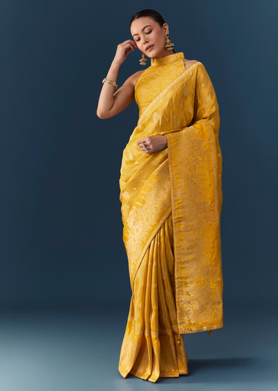 mustard-yellow-dola-silk-saree-with-blouse-fabric-sg350503-1
