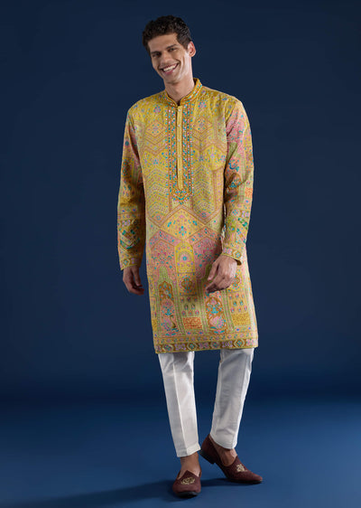 mustard-yellow-silk-mirror-work-mens-kurta-and-pant-set-sg363437-1