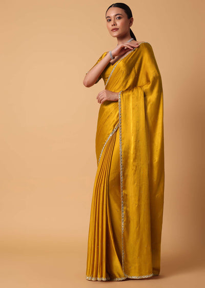 mustard satin chinnon saree with mirror detail border and-sg204663 7