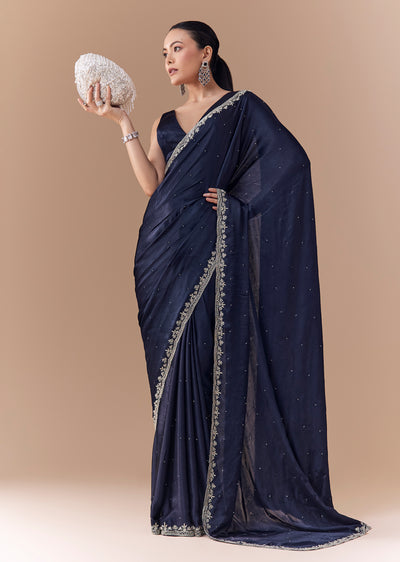 navy-blue-chinon-embroidered-border-saree-with-blouse-fabric-sg338761-1
